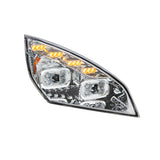 Chrome 10 LED Projector Headlight With LED Sequential Turn & DRL For 2018-2024 Cascadia - Passenger